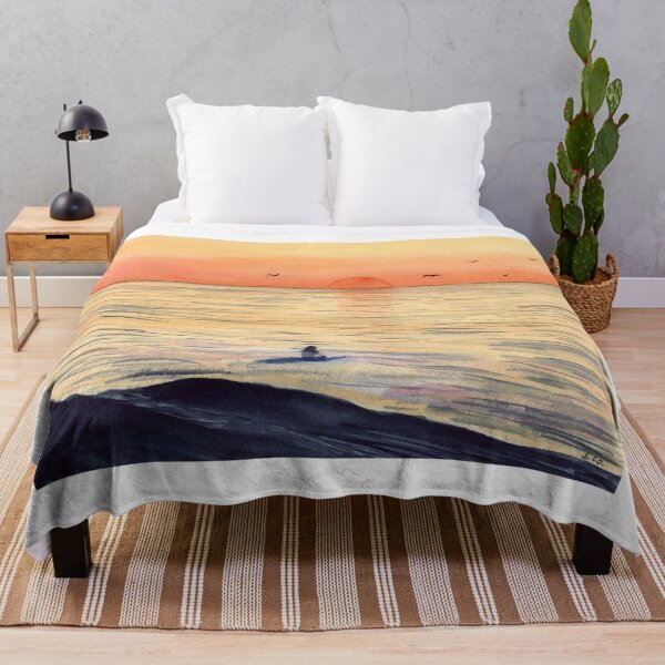 Item preview, Calming Sunset Watercolor Surf Art Painting designed and sold by Sandra Connelly.