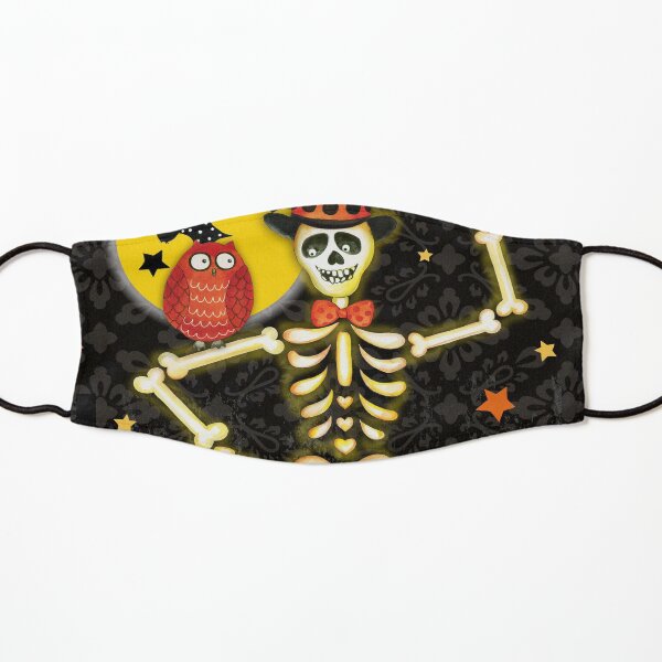 Halloween Skelton en negro ... su nombre es Mr. Bones Mascarilla para niños