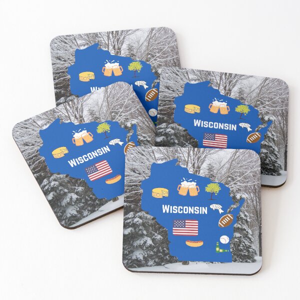 Item preview, Wisconsin State Map with Attractions, Food and Beer designed and sold by Craftdrawer.