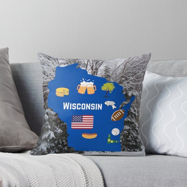 Item preview, Wisconsin State Map with Attractions, Food and Beer designed and sold by Craftdrawer.
