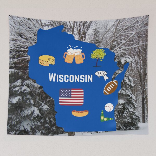Item preview, Wisconsin State Map with Attractions, Food and Beer designed and sold by Craftdrawer.