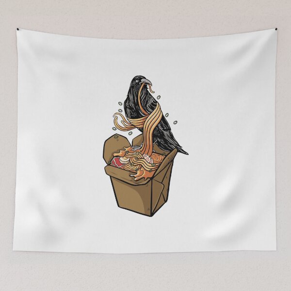 Item preview, Raven eating ramen designed and sold by WelcomeToJapan.