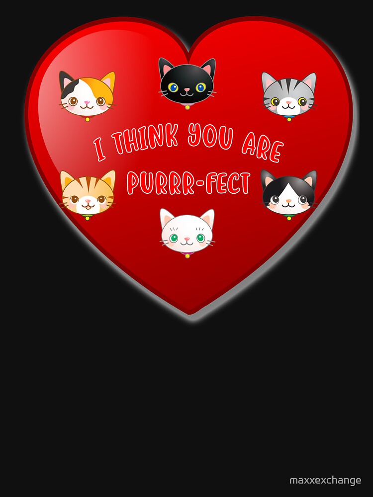 Thumbnail 3 of 3, Fitted Scoop T-Shirt, St Valentine Day Purr-fect Heart Alley Cat Pet Pun. designed and sold by maxxexchange.