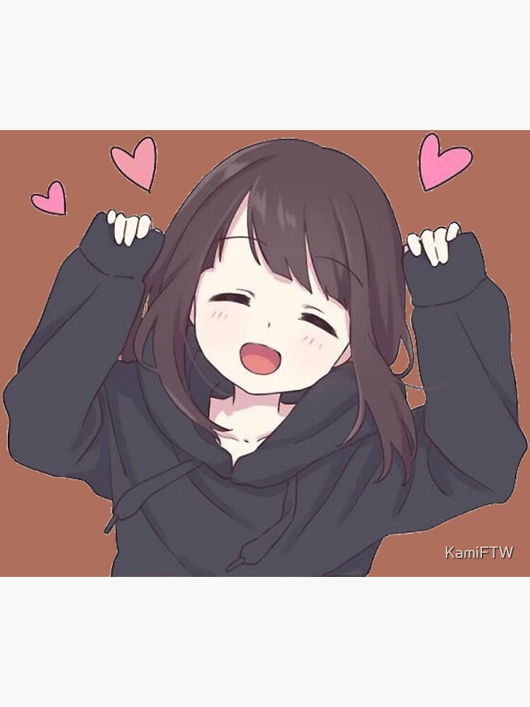 Kawaii Anime Girl In Black Hoodie Canvas Print for Sale by