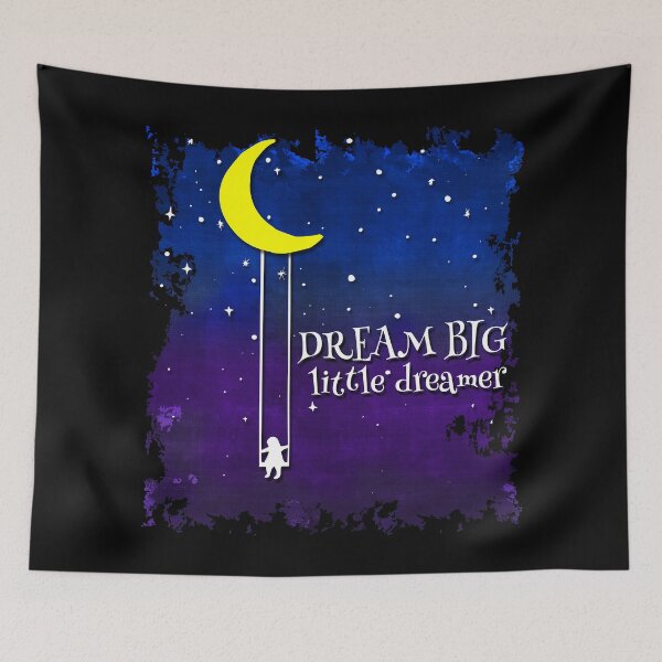 Item preview, Dream BIG little dreamer - moon & stars inspirational art - starry purple designed and sold by originalsusie.
