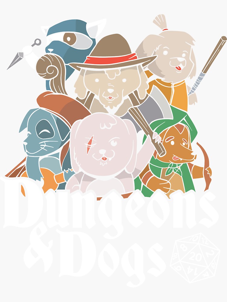 "Dungeon & Dogs" Sticker by beautyart1 | Redbubble