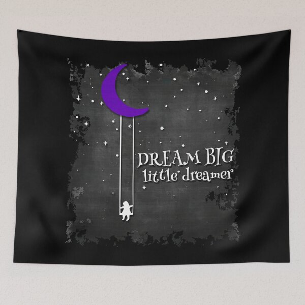 Item preview, Dream BIG little dreamer - BOLD inspirational moon and stars art of encouragement gray & purple designed and sold by originalsusie.