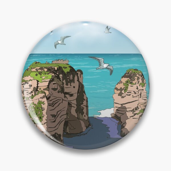 Item preview, Raouche rocks  Beirut, Lebanon.Blue background with seagulls صخرة الروشة بيروت وطيور النورس designed and sold by mashmosh.
