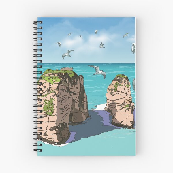 Item preview, Raouche rocks  Beirut, Lebanon.Blue background with seagulls صخرة الروشة بيروت وطيور النورس designed and sold by mashmosh.
