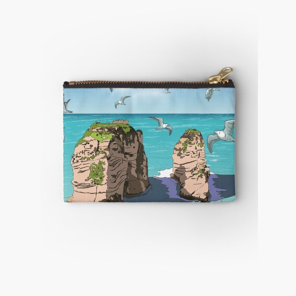 Item preview, Raouche rocks  Beirut, Lebanon.Blue background with seagulls صخرة الروشة بيروت وطيور النورس designed and sold by mashmosh.