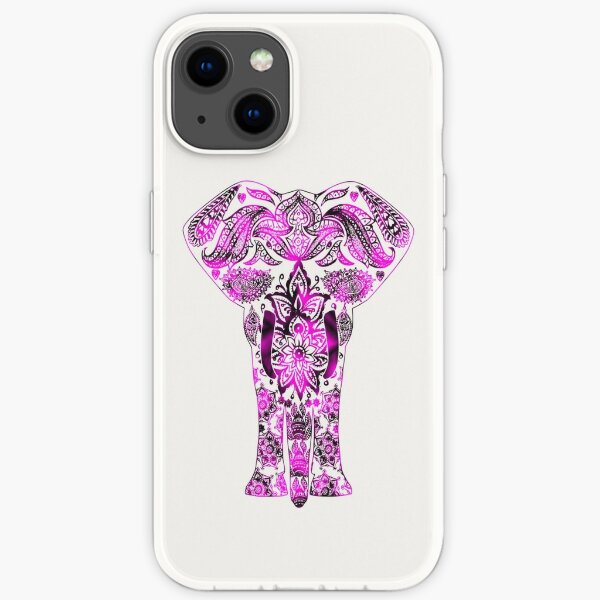 Elephant mandala,pink pattern iPhone Soft Case