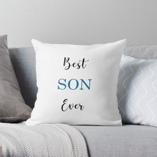 Best son ever Blue text Son Throw Pillow