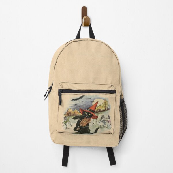 Item preview, Halloween Black Cat Playing Violin Fiddle Music Flying Bats Moon Dancing Mice Fall Autumn designed and sold by TRowanDesign.