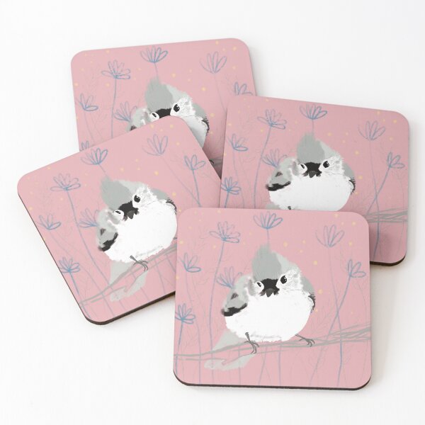 Item preview, Grey Tufted Titmouse on Pink designed and sold by Sarahlovellart.