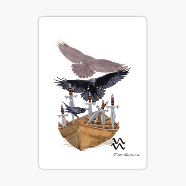 Item preview, Six of Swords - Sies de Espadas designed and sold by tarotmuertos.