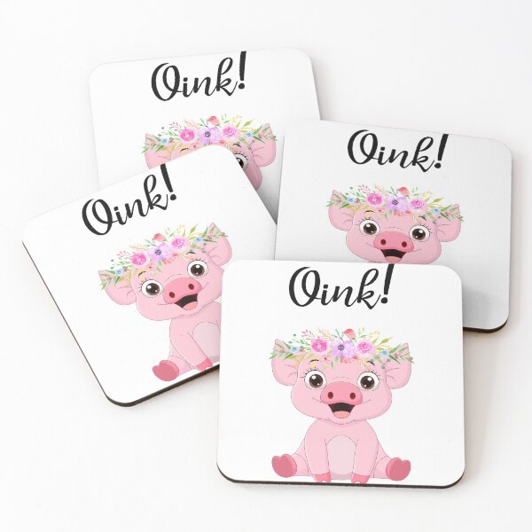 Item preview, Cute Pig with Floral Crown Oink designed and sold by WildHoneyDesign.