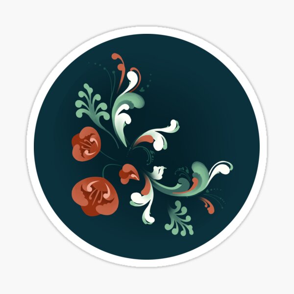 Item preview, Norwegian Rosemåling, Red Flowers designed and sold by Bethany Gustafson.
