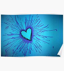 Blue and Purple Exploding Heart Poster