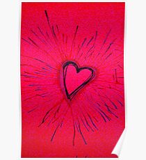 Hot Pink and Red Exploding Heart Poster