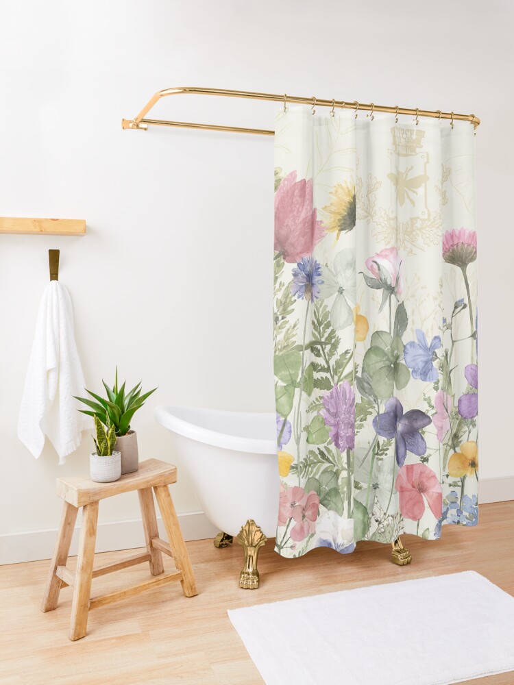 Alternate view of Summer Honey Wild Garden Flowers Nature Floral art Shower Curtain