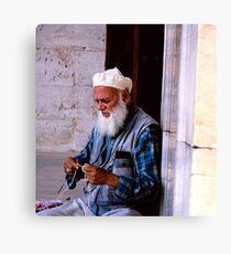 Blue Mosque Knitting Canvas Print