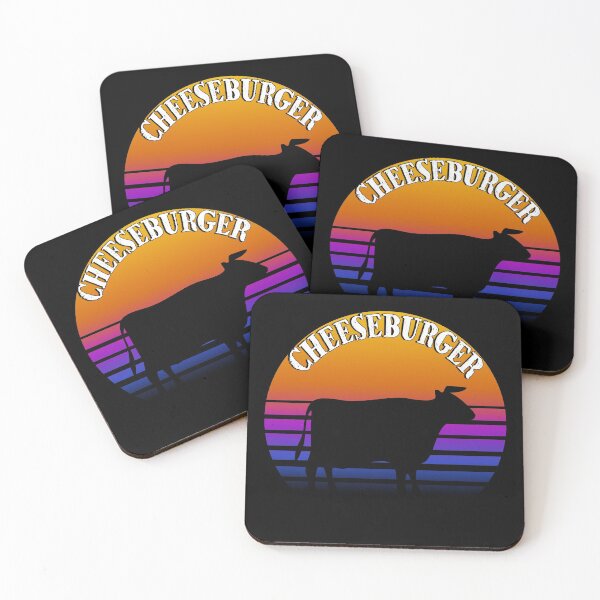 Item preview, Retro sunset Meat Eater Cow Cheeseburger designed and sold by AllLeftSides42.