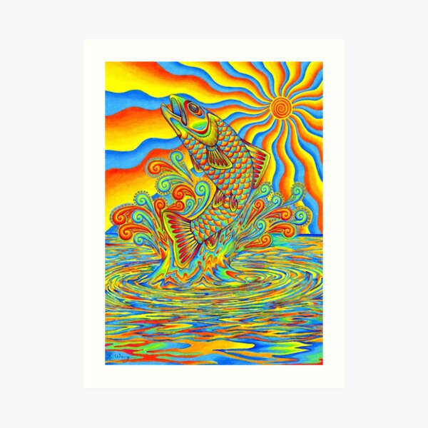 Psychedelic Rainbow Trout Fish Art Print