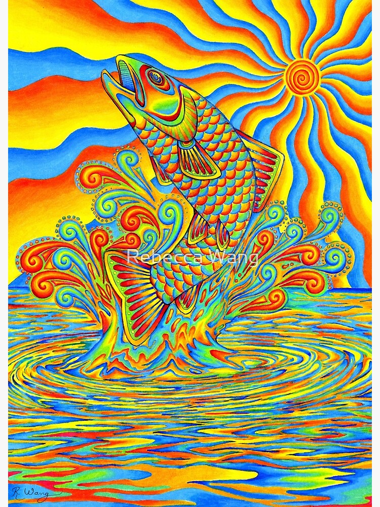 Psychedelic Rainbow Trout Fish by lioncrusher