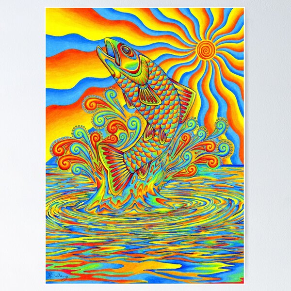 Item preview, Psychedelic Rainbow Trippy Trout Fish designed and sold by Rebecca Wang.