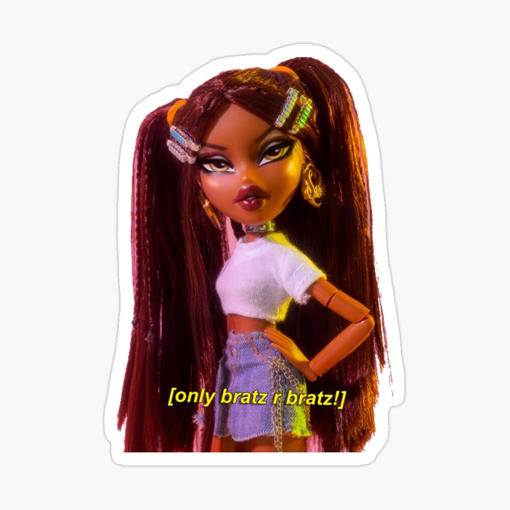 Brunette bratz with crop top and hair clips