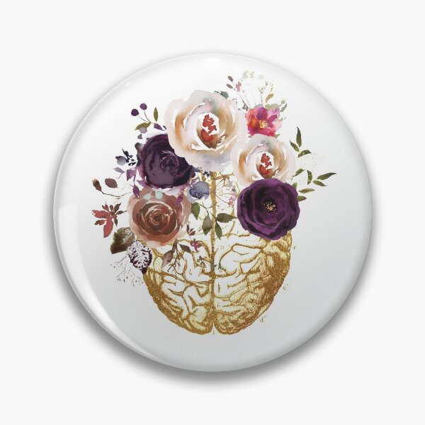 Item preview, Vintage Brain Anatomy with flowers designed and sold by Lawandmedical.