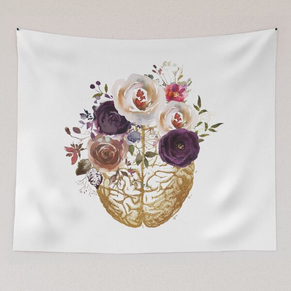 Item preview, Vintage Brain Anatomy with flowers designed and sold by Lawandmedical.