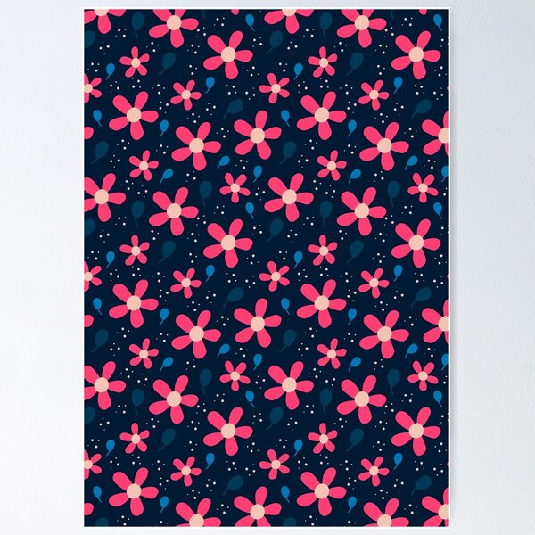 Aperçu de l'œuvre Motifs bleus roses sans soudure floraux # 5 créée et vendue par SalahBlt.
