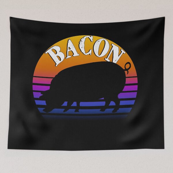 Item preview, Retro sunset Meat Eater Pig Bacon designed and sold by AllLeftSides42.