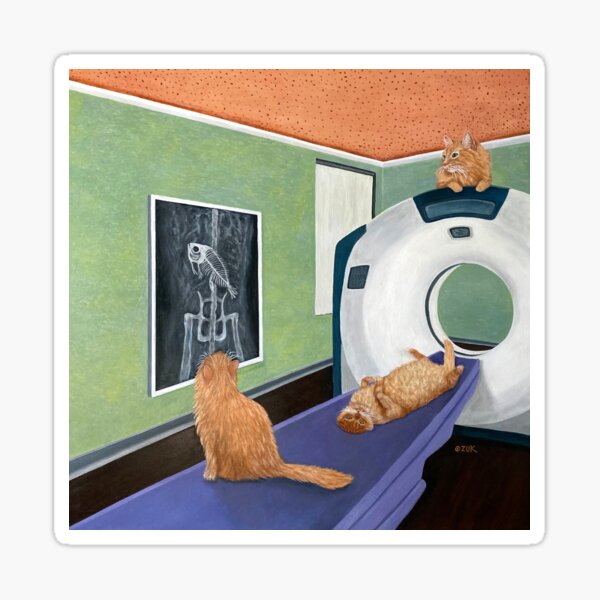 CAT Scan. Cat swallowed a big fish. Sticker