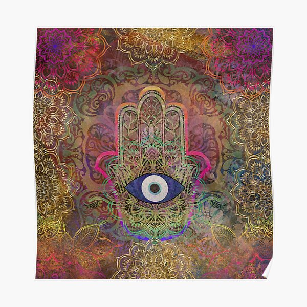 Hamsa Evil Eye Colourful Mandala Poster
