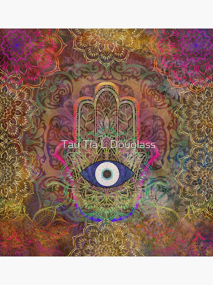 Hamsa Evil Eye Colourful Mandala by PurplePeacock