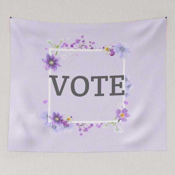 Aperçu de l'œuvre VOTE Fleur pourpre Illustration de vote floral unique créée et vendue par CreatedbyJR.