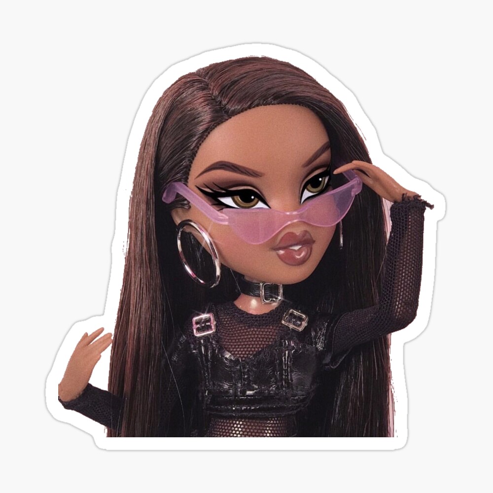 muñeca bratz morena con gafas de sol rosas Imán