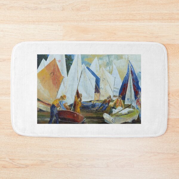 Item preview, Young sailors rigging their boats for training designed and sold by Barbara Pommerenke.