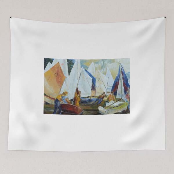 Item preview, Young sailors rigging their boats for training designed and sold by Barbara Pommerenke.