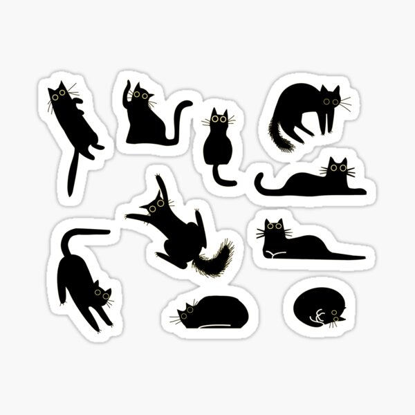 Black Cat Silhouette Halloween Variety Package 15 Vinyl Cat Stickers & 2  Mice – A Higher Class, Co.