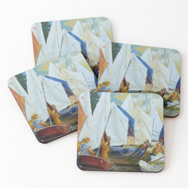 Item preview, Young sailors rigging their boats for training designed and sold by Barbara Pommerenke.
