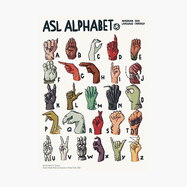 ASL Alphabet - Fantasy Photographic Print