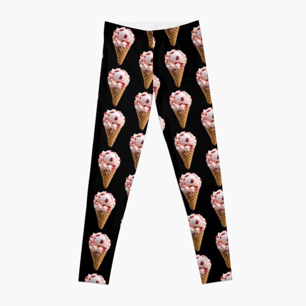 Yummy pink ice cream melting waffle cone Leggings, Zazzle