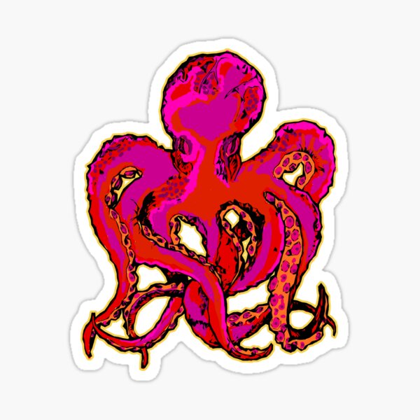 Pink And Orange Octopus Sticker For Sale By Saitken Redbubble 5734