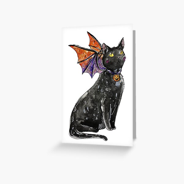 Halloween Dragon Cat Greeting Card