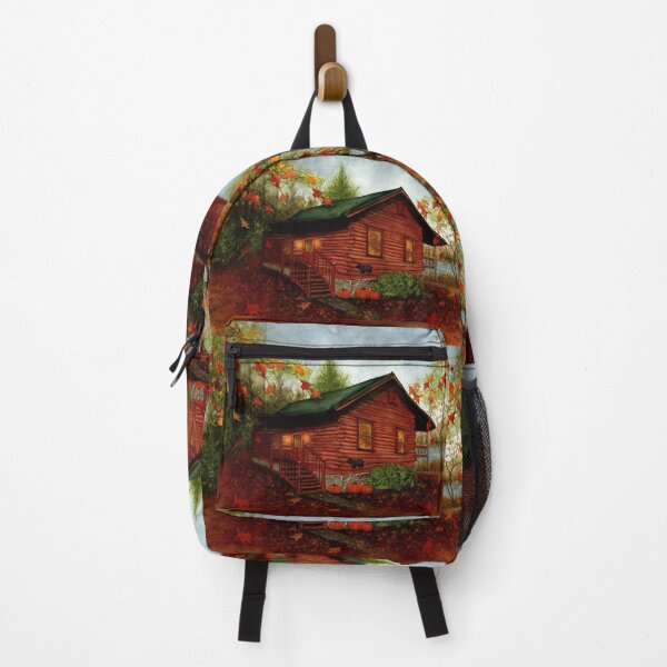 Item preview, Log Cabin by the Lake Autumn Blue Ridge Mountains  designed and sold by JanineRileyArt.