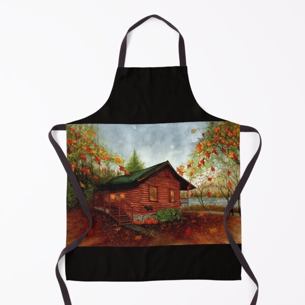 Item preview, Log Cabin by the Lake Autumn Blue Ridge Mountains designed and sold by JanineRileyArt.
