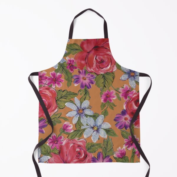 Item preview, Red Roses on Gold Ground With Daisies designed and sold by Leslie Rogers Todder.